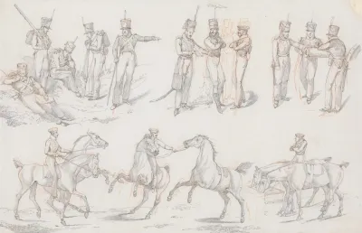Landscape Scenery No 13 Groups Of Infantry And Army Horses