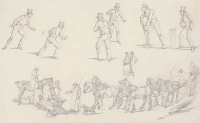 Landscape Scenery No 7 Scenes Of Cricket And A Waggoner With His Team