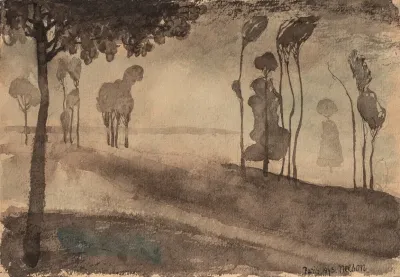 Landscape Trees In Fog