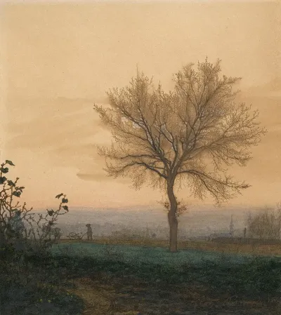 Landscape With A Bare Tree And A Plowman