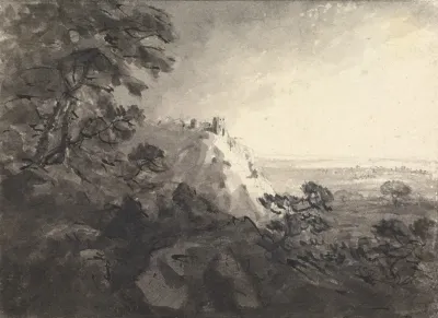 Landscape With A Castle On A Hill In Center Distance