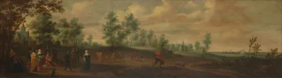Landscape With A Couple Dancing Outside A Country Mansion
