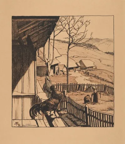 Landscape With A Crowing Cockerel