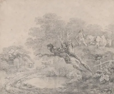 Landscape With A Decayed Willow Over A Pool
