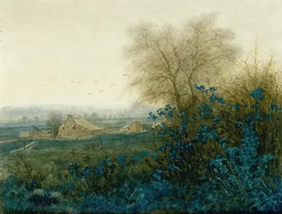 Landscape With A Farmhouse And A Peasant Wheeling A Barrow