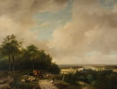 Landscape With A Herd At The Forest Edge