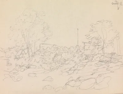 Landscape With A Large Tree Shading A Cottage