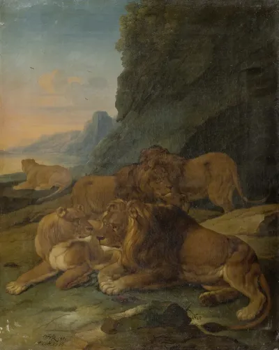 Landscape With A Lion Family