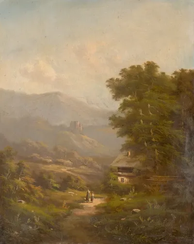 Landscape With A Mountain Road And Castle Ruins