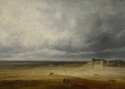Landscape With A Plowed Field And A Village