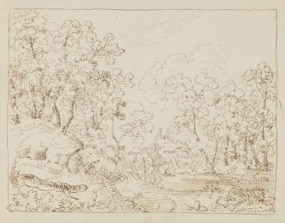 Landscape With A River Among Trees And A Castle In The Background