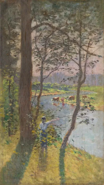 Landscape With A River And Cattle Watering
