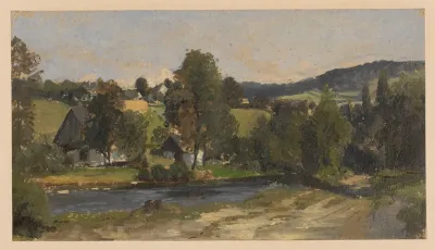 Landscape With A River And Huts In Zlate Hory