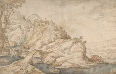 Landscape With A Road Leading Towards A Settlement On A Hill