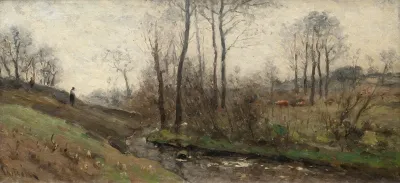 Landscape With A Running Brook Scene From The Carolles In Normandy