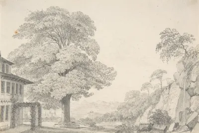 Landscape With A Tree In Front Of A Villa