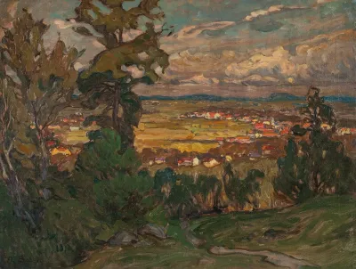 Landscape With A Village Study From North Norway