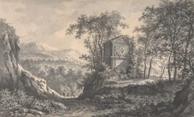 Landscape With An Antique Tomb And Two Wayfarers