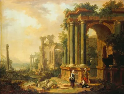Landscape With Ancient Ruins And A Column