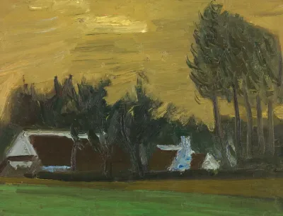 Landscape With Black Italian Poplars