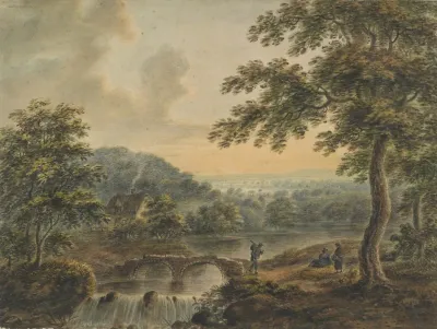 Landscape With Bridge And Waterfall