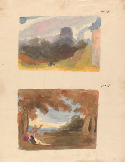 Landscape With Castle Modern Manner No 13 Landscape With Figures In Foreground