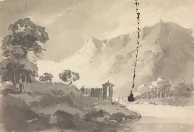 Landscape With Castle River And Mountain