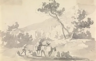 Landscape With Cattle And Figures In Foreground