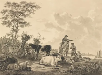 Landscape With Cattle Sheep And Herders