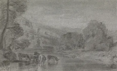 Landscape With Cattle Watering