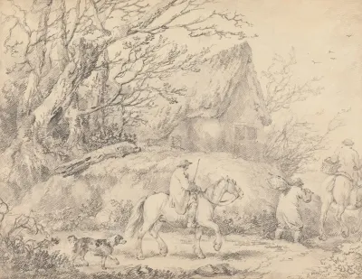 Landscape With Cottage And Figures On Horseback
