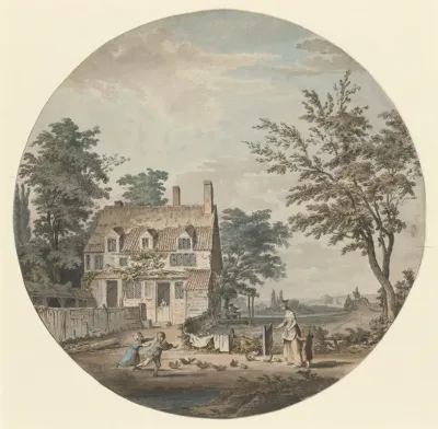 Landscape With Cottage Bridge And Figures