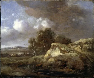 Landscape With Cow Drinking