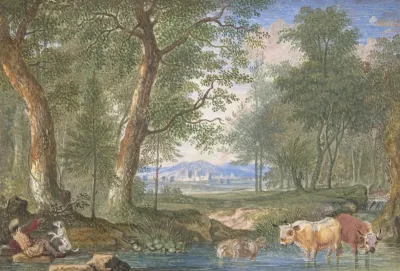 Landscape With Cows In A Brook
