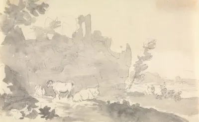 Landscape With Cows In Foreground