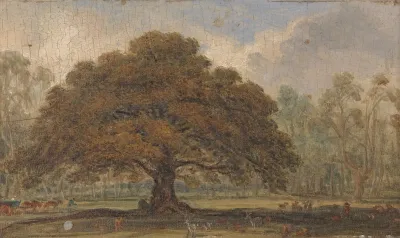 Landscape With Deer Under The Beggars Oak Dagots Park