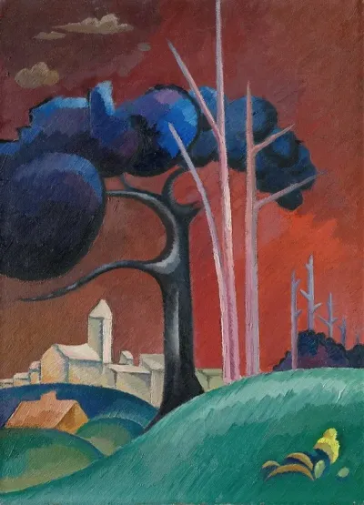 Landscape With Factory By Lake Ii