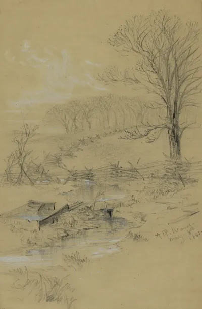 Landscape With Fence And Stream