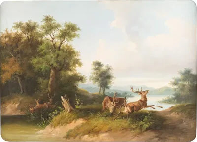 Landscape With Fighting Stags