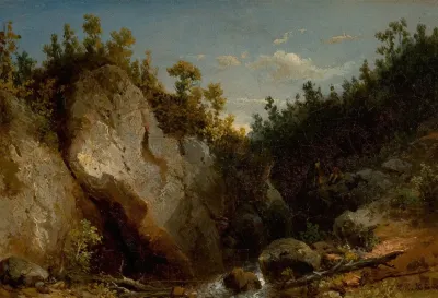 Landscape With Figures On Mountain Rocks
