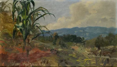 Landscape With Giant Corn In The Foreground