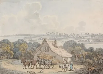 Landscape With Hay Cart Before A Cottage