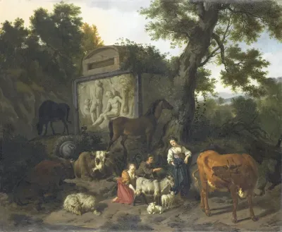 Landscape With Herdsmen And Cattle Near A Tomb
