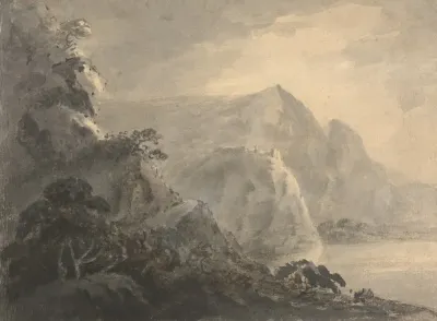 Landscape With Hill Lake And Figures