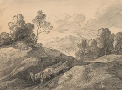 Landscape With Horse And Cart Descending A Hill