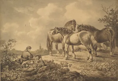 Landscape With Horses And Men