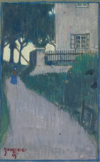 Landscape With House Trees And Female Figure