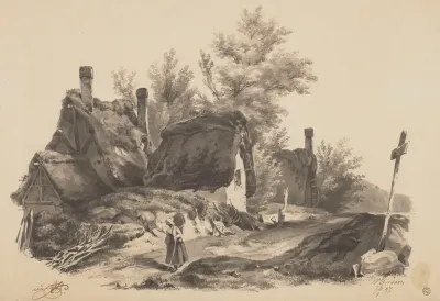 Landscape With Huts And A Wayside Cross