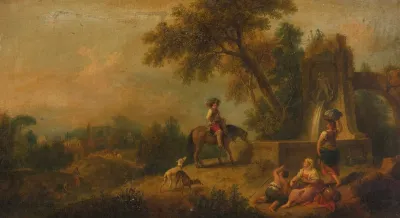 Landscape With Peasants Fountain And Rider