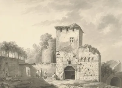 Landscape With People Amid Ruins